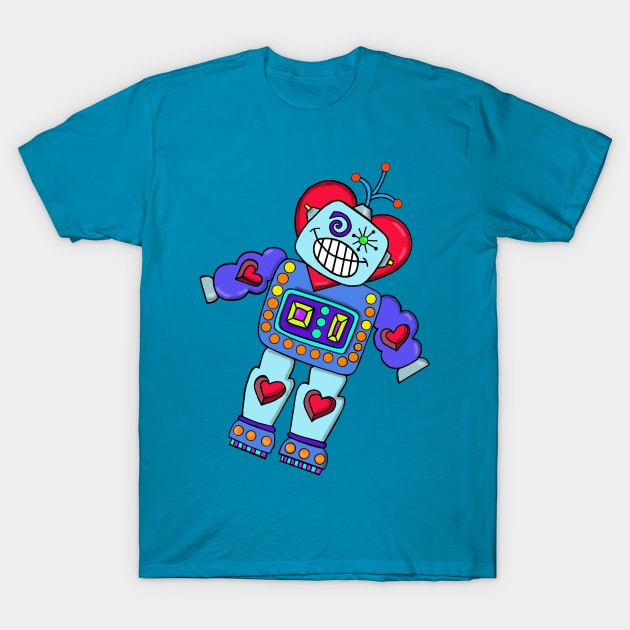 Heart Robot T-Shirt by Lynndarakos